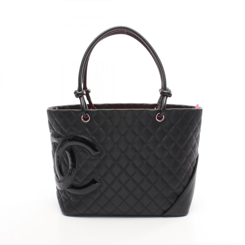 Chanel Cambon Tote Bag Leather Patent Vernis Black